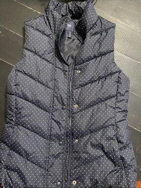 GAP Navy Polka Dot Quilted Puffer Vest